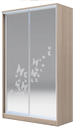 Шкаф 2400х1200х420 два зеркала, "Бабочки" ХИТ 24-4-12-66-05 Ясень Шимо Светлый во Владивостоке - изображение