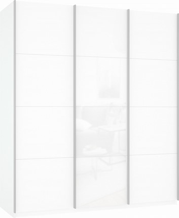 Шкаф трехстворчатый Прайм (ДСП/Белое стекло/ДСП) 1800x570x2300, белый снег во Владивостоке - изображение