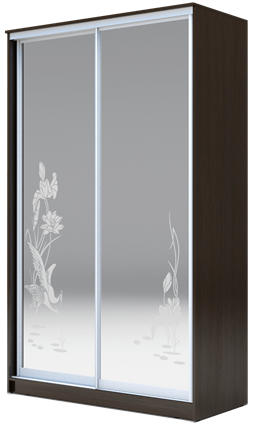 Шкаф 2-х дверный 2400х1500х420 два зеркала, "Цапли" ХИТ 24-4-15-66-01 Венге Аруба во Владивостоке - изображение