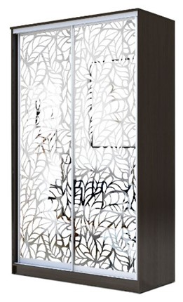Шкаф-купе 2200х1362х620 два зеркала, "Листья" ХИТ 22-14-66-17 Венге во Владивостоке - изображение