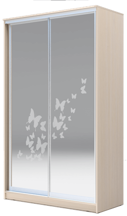 Шкаф 2-х створчатый 2300х1682х620 два зеркала, "Бабочки" ХИТ 23-17-66-05 Дуб Млечный во Владивостоке - изображение