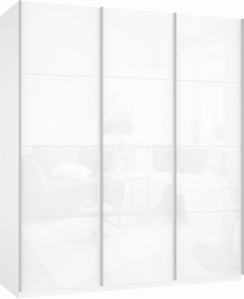Шкаф-купе 3-х створчатый Прайм (3 Белое стекло) 2100x570x2300, белый снег во Владивостоке - изображение