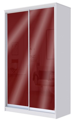Шкаф-купе двухстворчатый 2200х1200х620 с цветным стеклом ХИТ 22-12/2-22 Бургунд 312, Белый во Владивостоке - изображение