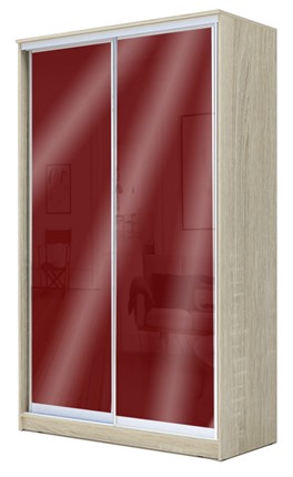 Шкаф 2200х1200х620 с цветным стеклом ХИТ 22-12/2-22 Бургунд 312, Дуб Сонома во Владивостоке - изображение
