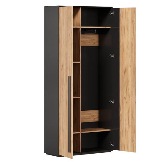 Шкаф для прихожей 2-дверный Неаполь ЛД.134050.000 (Черный/Дуб Золотой) во Владивостоке - изображение 1