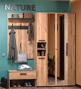 Шкаф для прихожей Nature 87, фасад зеркало, Дуб табачный Craft-Черный во Владивостоке - предосмотр 5
