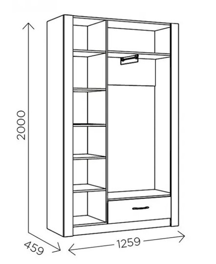 Шкаф гардеробный Ева 5 М2 дуб ирландский/белый матовый в Находке - изображение 2