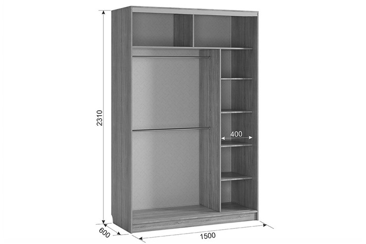 Шкаф 2-х дверный Гранд 2-600, венге/белый в Артеме - изображение 2