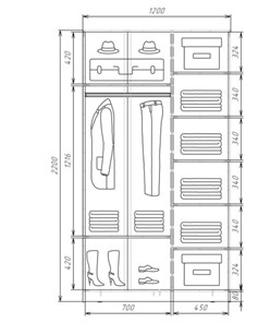 Шкаф-купе двухдверный Хит-22-12-22 с цветным стеклом, белое №10, Дуб крафт золотой во Владивостоке - предосмотр 2