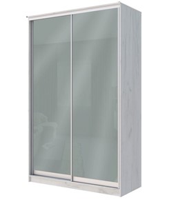 Шкаф Хит-22-12-22 с цветным стеклом, средне-серый 074, Дуб крафт белый в Уссурийске