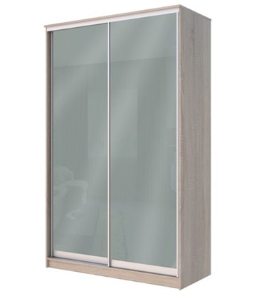 Шкаф двухстворчатый Хит-22-12-22 с цветным стеклом, средне-серый 074, Дуб сонома во Владивостоке - изображение