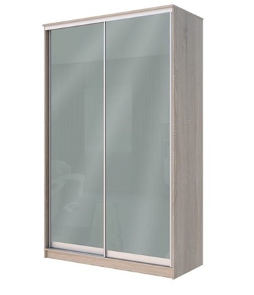 Шкаф 2-х створчатый Хит-22-14-22 с цветным стеклом, средне-серый 074, Дуб сонома во Владивостоке - изображение