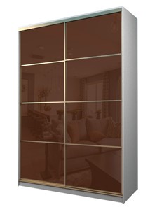 Шкаф 2-х дверный MAX МШ-25-6-18-22, Профиль Золото/Цвет Белый/Oracal Шоколад во Владивостоке