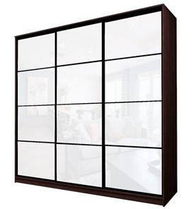 Шкаф 3-х дверный MAX МШ-25-6-24-222, Профиль Черный/Цвет Венге/Oraclal Белый в Уссурийске