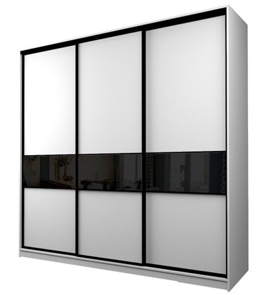 Шкаф 3-х створчатый MAX МШ-25-6-24-999, Профиль Черный/Цвет Белый/Oraclal Черный во Владивостоке - изображение