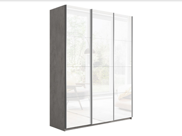 Шкаф Прайм (3 Белое стекло) 1800x570x2300, бетон во Владивостоке