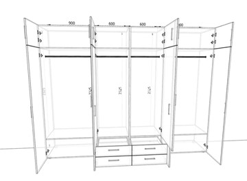 Распашной шкаф 2400х500х2325мм (24004) Белый/Жемчуг/тип 2 в Уссурийске - предосмотр 1