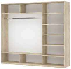 Шкаф трехстворчатый Прайм (Белое стекло/Зеркало/Белое стекло) 1800x570x2300, дуб сонома во Владивостоке - изображение 1