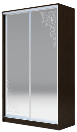 Шкаф-купе 2-х створчатый 2300х1500х420 два зеркала, "Орнамент" ХИТ 23-4-15-66-09 Венге Аруба во Владивостоке - изображение