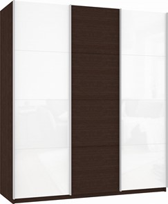 Шкаф 3-х створчатый Прайм (Белое стекло/ДСП/Белое стекло) 1800x570x2300, венге во Владивостоке