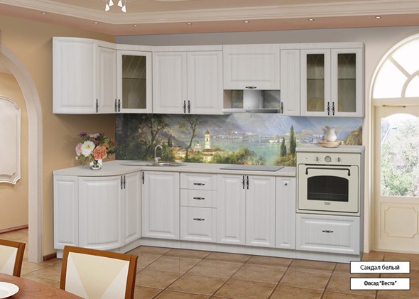 Кухня угловая Веста 1330х2800, цвет Сандал белый в Артеме - изображение