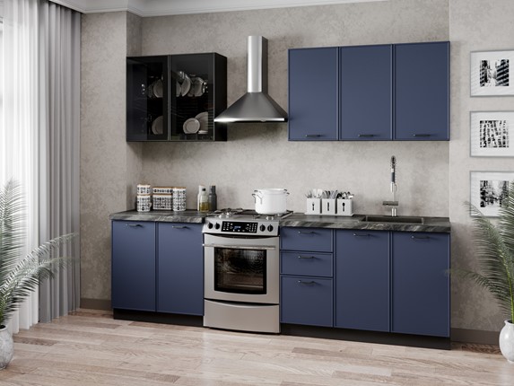 Кухонный гарнитур 2600 Индиго, Черный/Темно-синий в Находке - изображение
