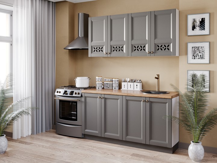 Кухонный гарнитур Амели-3 2200, Белый/Оникс серый во Владивостоке - изображение