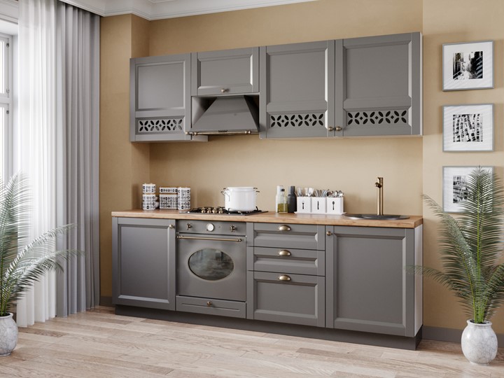 Кухонный гарнитур Амели-3 2400, Белый/Оникс серый в Артеме - изображение