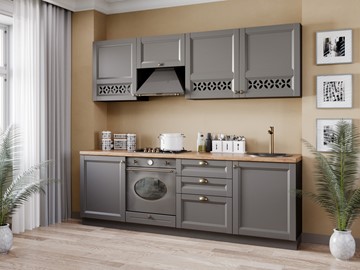 Кухонный гарнитур Амели-3 2400, Чёрный/Оникс серый в Артеме