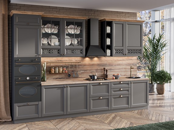 Кухонный гарнитур Амели-3 3600, Чёрный/Оникс серый во Владивостоке - изображение