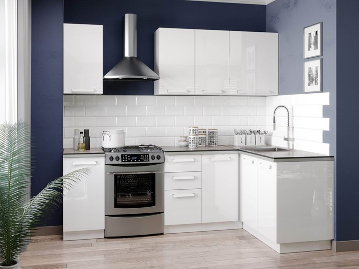 Кухонный гарнитур Герда 2400 №1 угловой(Белый/Белый глянец) в Артеме - изображение
