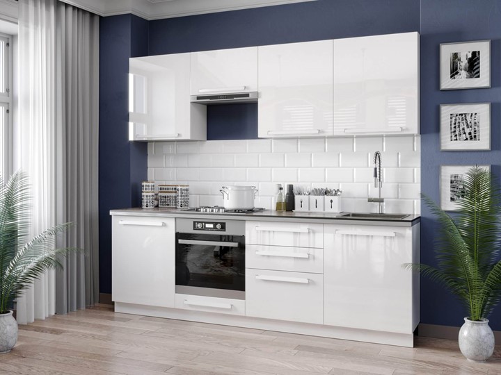 Кухонный гарнитур Герда 2400 (Белый/Белый глянец) в Артеме - изображение