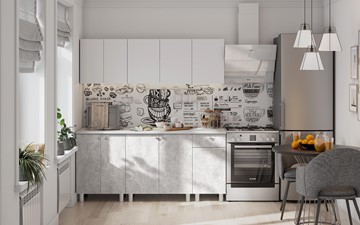 Кухонный гарнитур КГ-1 1800, белый/белый/цемент светлый/антарес во Владивостоке - предосмотр