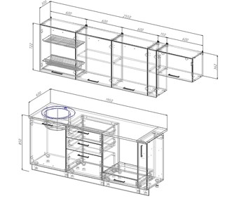 Модульный кухонный гарнитур Антрацит-2550 в Артеме - предосмотр 1