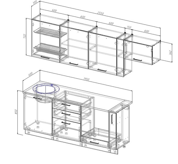 Модульный кухонный гарнитур Антрацит-2550 в Артеме - изображение 1