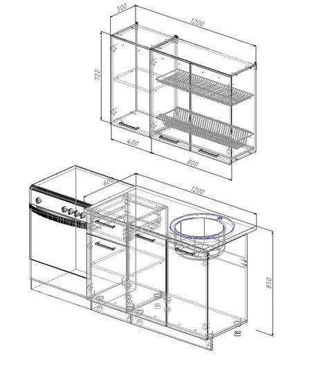 Кухонный гарнитур Латте-1200 в Артеме - изображение 1