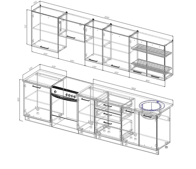 Модульный кухонный гарнитур Антрацит-3000 в Находке - изображение 1