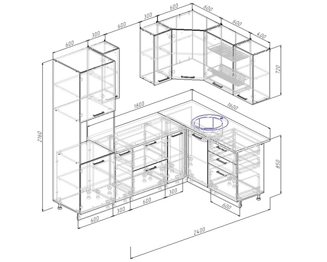 Угловая кухня Латте-2400х1600 в Артеме - изображение 1