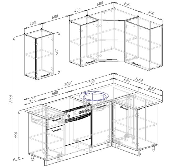 Угловой кухонный гарнитур Антрацит-2000х1200 в Артеме - изображение 2