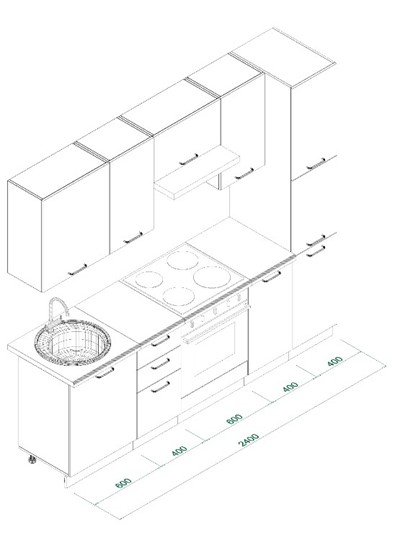 Гарнитур кухонный МК ТЕХНО Комплект №8 2,4м ПВХ Оленна в Артеме - изображение 8