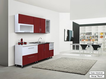 Прямой кухонный гарнитур Мыло 224 2000х718, цвет Бордо/Белый металлик в Артеме