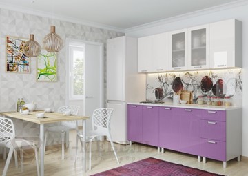 Кухонный гарнитур угловой Модерн, белый глянец/фиолетовый металлик в Артеме