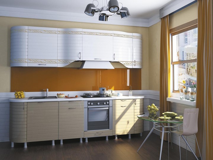 Кухонный гарнитур Анастасия цвет капучино 2 (260 см) в Артеме - изображение