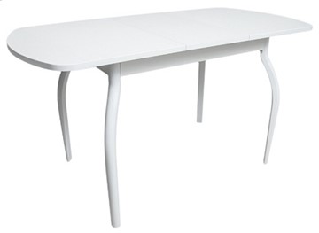 Кухонный стол раздвижной ПГ-07 ЛДСП, белый ЛДСП/32 гнутые крашеные металл белый в Артеме