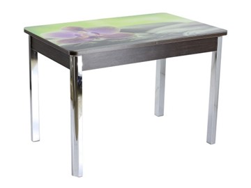 Кухонный раскладной стол Айсберг-01 СТФ, венге/фотопечать камни/44 прямые металл хром в Артеме