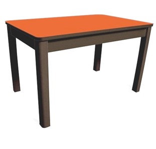 Кухонный обеденный стол Айсберг-05 СТ1, венге ЛДСП/стекло оранжевое/42 прямые массив венге в Артеме