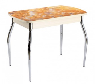Кухонный обеденный стол ПГ-06 СТФ, дуб молочный лдсп/оникс/35 хром гнутые в Артеме