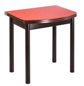 Обеденный раздвижной стол СПГ-01 СТ1, венге ЛДСП/стекло оранжевое/38 прямые трубки крашеные коричневый в Находке