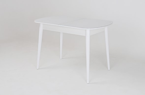 Кухонный раскладной стол Хоста, опоры массив цилиндрический, Белый в Артеме - изображение