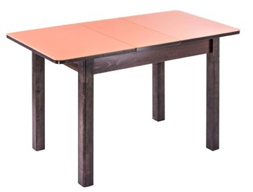 Кухонный стол раскладной Айсберг-07 СТ1, венге ЛДСП/стекло оранжевое/42 прямые массив венге во Владивостоке